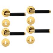 Beslagsboden Design indend�rs d�rh�ndtag inkl. n�gleskilt - Messing/sort - S�t � 4