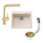 Blanco Naya 6 UX k�kkenvask m/Linus k�kkenarmatur - Satin gold/Soft white