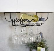 Wenko vinreol m/glasholder til k�kkenoverskab - Sort