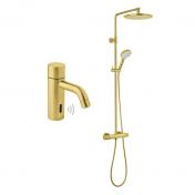 Damixa Silhouet Touchless komplet pakke til bad m/hovedbruser - B�rstet messing