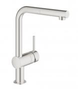 Grohe Minta k�kkenarmatur m/udtr�k og L-tud - Supersteel