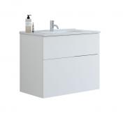 Dansani Luna 81 m�bels�t m/Kantate vask, h�j skuffe og indretning - Hvid mat