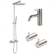 Cass�e komplet pakke til badev�relse - B�rstet st�l