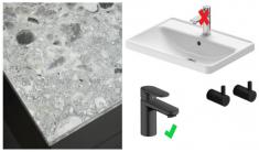 Badev�relse makeover - 121 cm bordplade m/vask og mat sort armatur