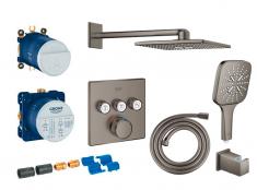 Grohe Cube SmartControl 310 komplet brusesystem m/SmartActive brus til indbygning - B�rstet Hard Graphite