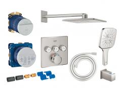Grohe Cube SmartControl 310 komplet brusesystem m/SmartActive brus til indbygning - Steel