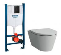 Laufen Kartell Rimless toiletpakke inkl. s�de m/soft-close, cisterne og mat sort betjening