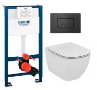 Ideal Standard Tesi toiletpakke inkl. s�de m/soft-close, mellem cisterne og mat sort betjening