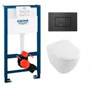 Villeroy & Boch Subway 2.0 m/RIMless og C+ toiletpakke inkl. s�de m/soft-close, mellem cisterne og mat sort betjening