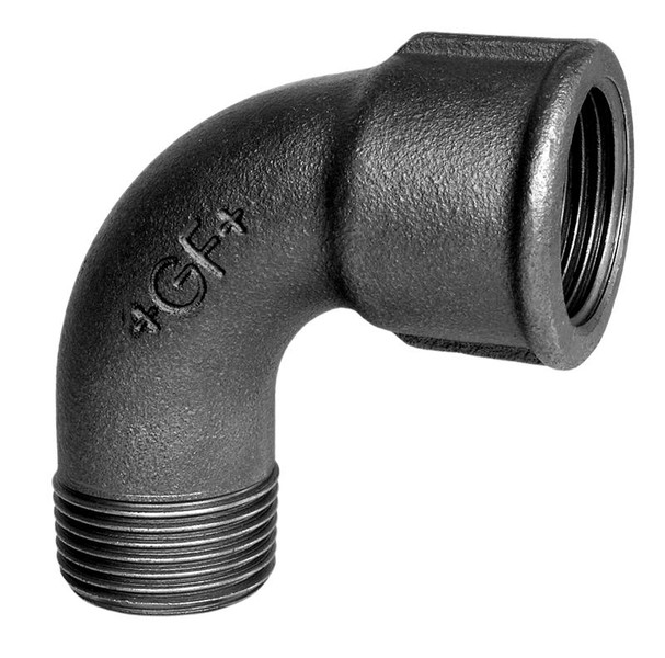 GF Sort kort b&oslash;jning 90 grader - Muffe/Nippel - 3/8"