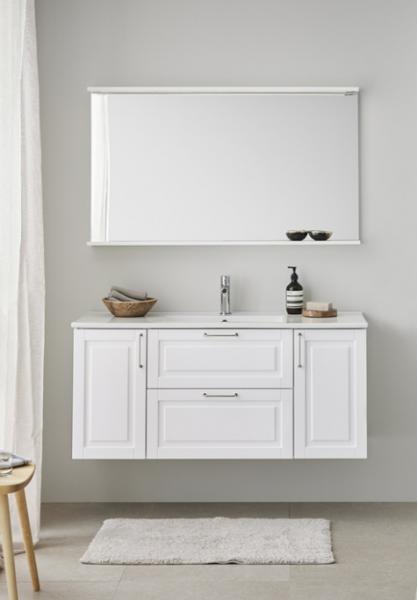 Hafa Grace 120 m&oslash;bels&aelig;t m/vask - Mat hvid ramme