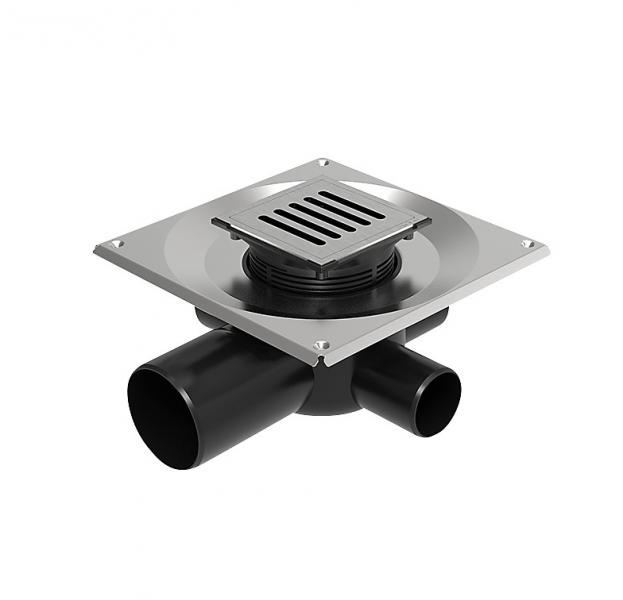 Unidrain kvadrat Classicline column sampak &Oslash;75 mm m/ 10x10 cm rist