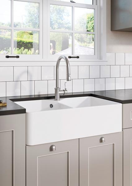 Blanco Villae Farmhouse 80 dobbelt k&oslash;kkenvask i porcel&aelig;n