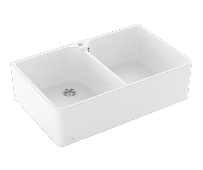 Villeroy & Boch Farmhouse 80 X dobbelt k&oslash;kkenvask i keramik - CeramicPlus