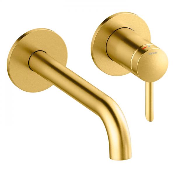 Damixa Iris h&aring;ndvaskarmatur til indbygning m/Koldstart - 180 mm - B&oslash;rstet messing