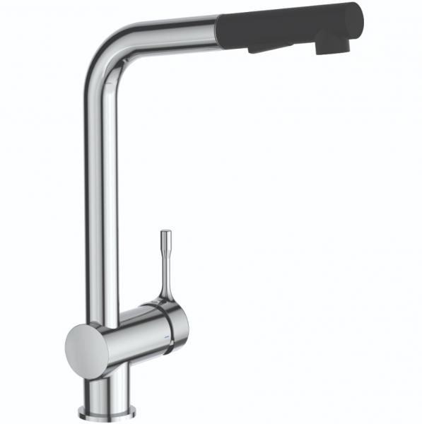 Ideal Standard A4 k&oslash;kkenarmatur med udtr&aelig;k - Krom/sort