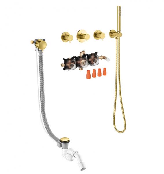 Damixa Silhouet BS 1 komplet badekararmatur til indbygning - B&oslash;rstet messing PVD