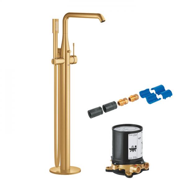 Grohe Essence komplet fritst&aring;ende badekararmatur - B&oslash;rstet Cool Sunrise