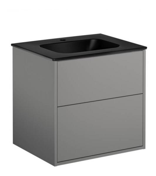 Gustavsberg Artic 60 m&oslash;bels&aelig;t m/sort vask - Askegr&aring;