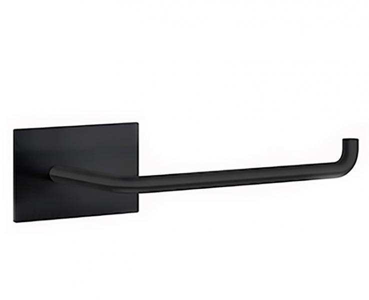 Beslagsboden toiletpapirholder - Kantet roset - Selvkl&aelig;bende - Mat sort