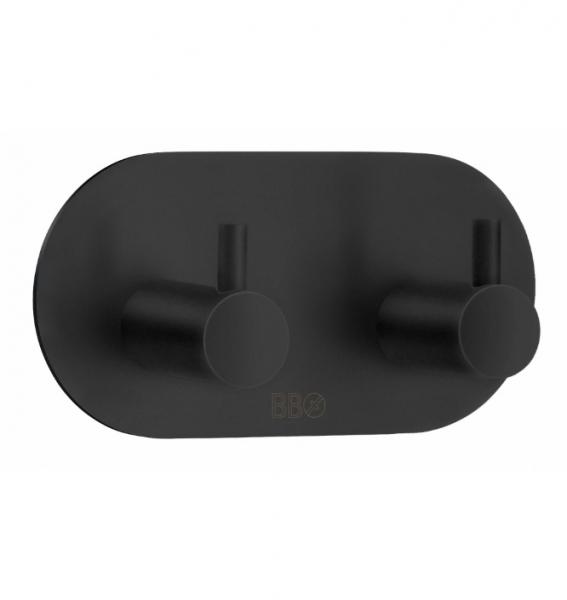 Beslagsboden selvkl&aelig;bende dobbeltkrog m/tap - Rund - Mat sort