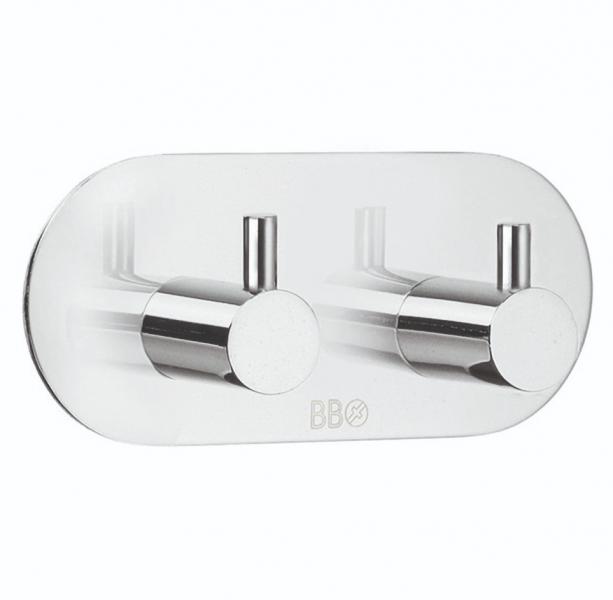 Beslagsboden selvkl&aelig;bende dobbeltkrog m/tap - Rund - Krom