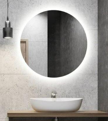 Puk rundt spejl m/backlight og varme - &Oslash;60 cm