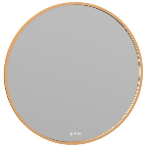 Dansani YOU Moon 90 rundt spejl m/lysstyring - B&oslash;rstet messing