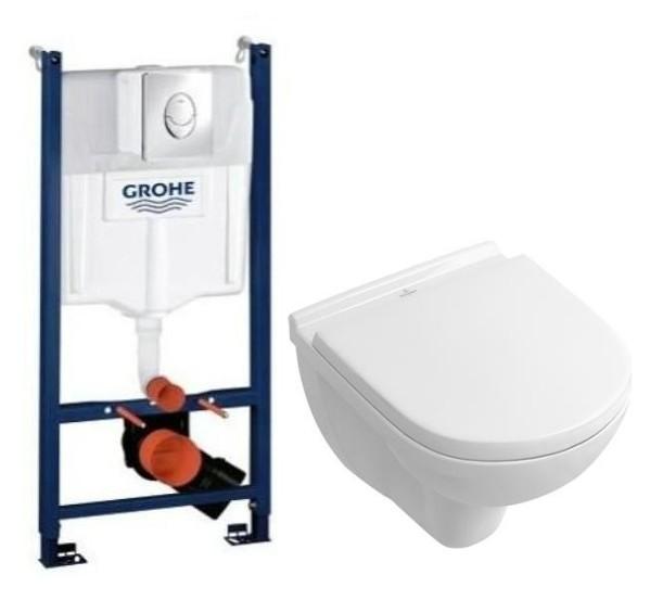 V&B O.novo Compact toiletpakke inkl. cisterne, krom betjeningsplade og s&aelig;de m/soft-close