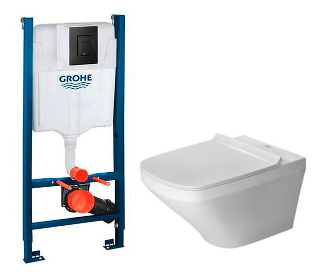 Duravit DuraStyle RIMless toiletpakke inkl. s&aelig;de m/soft-close, cisterne og sort betjening
