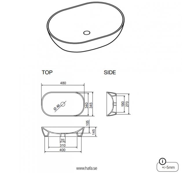 Hafa Grace 48 fritst&aring;ende bowlevask - Uden overl&oslash;b