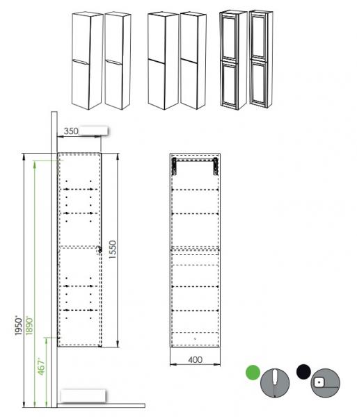 Hafa Grace h&oslash;jskab - Antracit rammefront