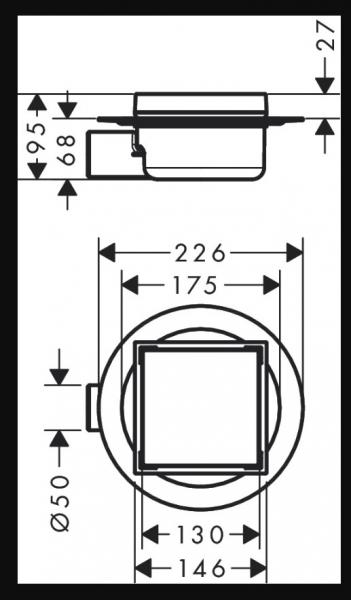 hansgrohe RainDrain Spot Vendbart kvadratisk afl&oslash;b 150/150