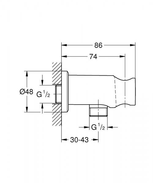 Grohe Rainshower udl&oslash;bsvinkel m/ bruseholder - Poleret cool sunrise