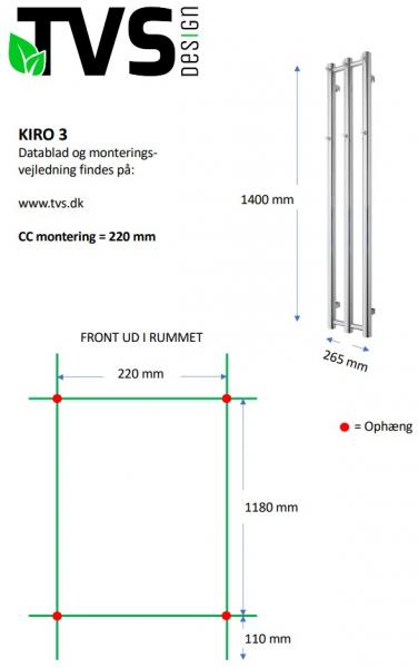 TVS Kiro 3 h&aring;ndkl&aelig;det&oslash;rrer - 26,5x140 cm - Krom