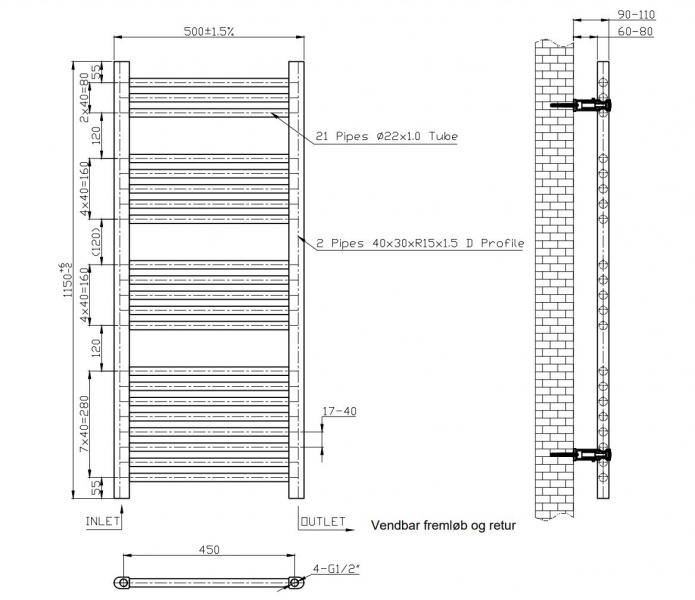 Alterna Norm h&aring;ndkl&aelig;det&oslash;rrer - 50x115 cm - Hvid