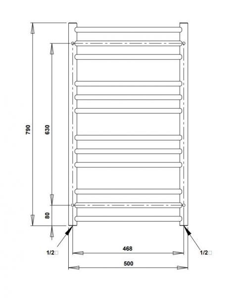 Str&oslash;mberg Laveno h&aring;ndkl&aelig;det&oslash;rrer til Kombidrift - 50x79 cm - Krom