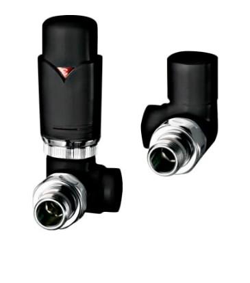 TVS Ventils&aelig;t type 220 m/returtermostat, h&oslash;jre, vinkell&oslash;bende - Sort