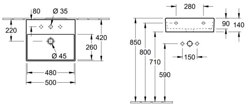 V&B Memento 2.0 50 h&aring;ndvask t/v&aelig;g