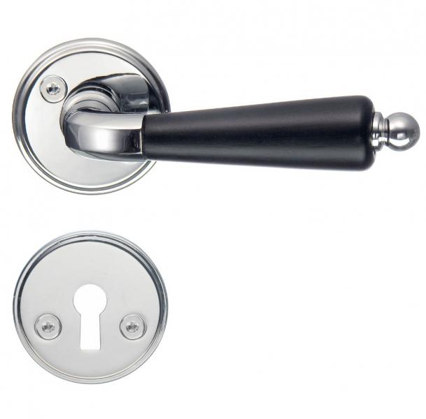 Beslagsboden vintage indend&oslash;rs d&oslash;rgreb inkl n&oslash;gleskilt - Krom/sort - S&aelig;t &aacute; 4 stk