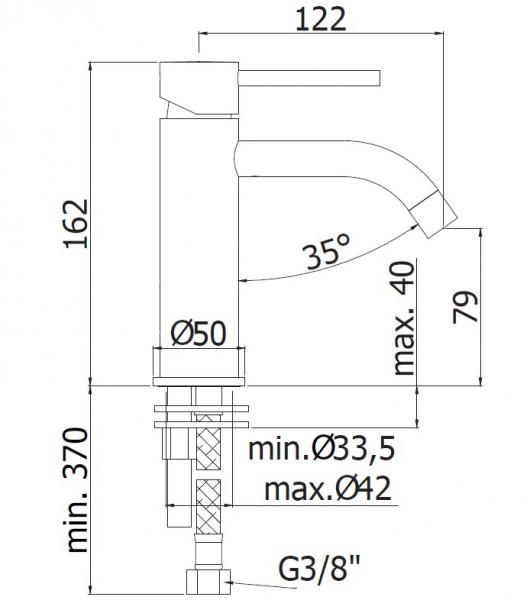 Lavabo Mira 040 h&aring;ndvaskarmatur - Bruneret massiv messing