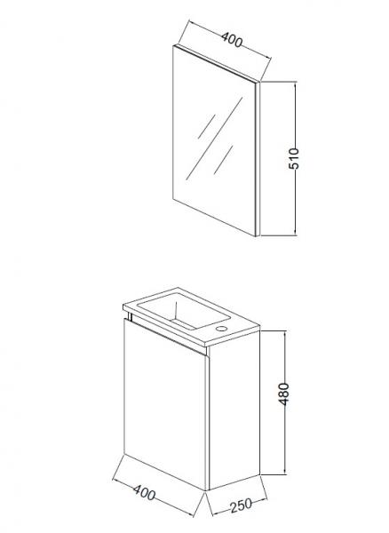 Nortiq Pisa 40 One-box m&oslash;bels&aelig;t m/l&aring;ge og spejl - Mat hvid