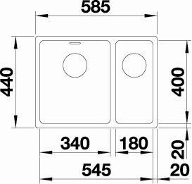Blanco Andano 340/180-U UXI k&oslash;kkenvask - Venstrevendt