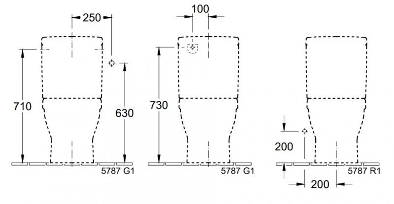 Villeroy & Boch Architectura Cisterne m/vandtilf&oslash;rsel fra sider eller bagfra - Hvid