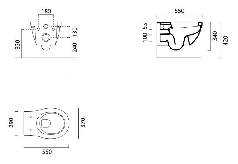 GSI Classic 55 v&aelig;gh&aelig;ngt toilet m/ExtraGlaze+