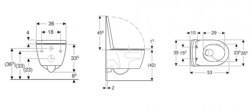 Geberit iCon v&aelig;gh&aelig;ngt toilet m/TurboFlush og s&aelig;de