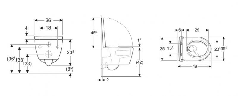 Geberit iCon kompakt v&aelig;gh&aelig;ngt toilet m/TurboFlush og toilets&aelig;de
