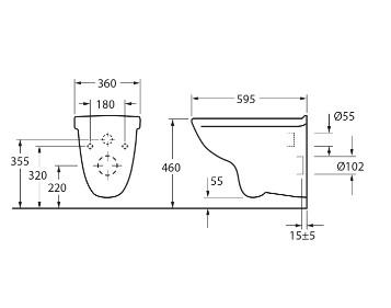 Gustavsberg 4G95 Care HF v&aelig;gh&aelig;ngt toilet 46cm h&oslash;j - Hvid