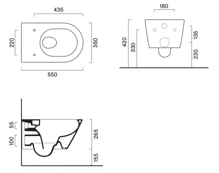 Catalano Zero 55 v&aelig;gh&aelig;ngt toilet m/Silentech, skjult montering og CataGlaze+