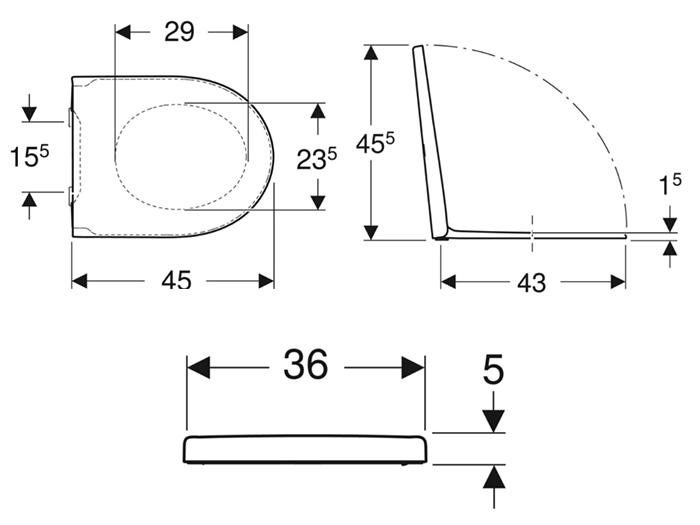 Geberit Icon toilets&aelig;de m/softclose og quick-release - Slim